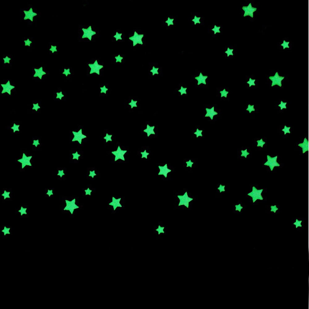 100 Pcs Kids Bedroom Fluorescent Glow In The Dark Stars Glow Wall Stickers 
