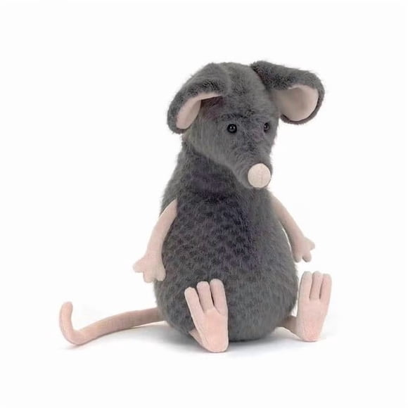 Jouet en Peluche Souris Gris Doux, Mignon Rat en Peluche avec Détails Roses