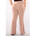 thumbnail image 5 of Plus Size High Waist Soft Brushed Flare Pants - Latte, 5 of 9