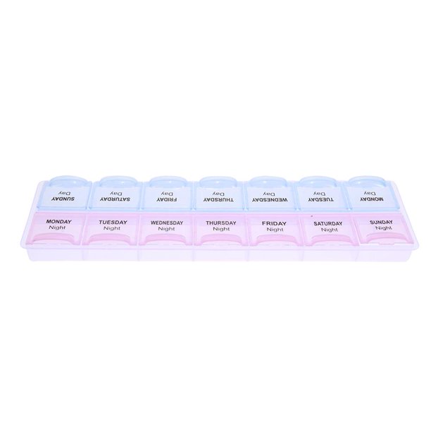 Medication Records Box Almacenamiento 14 Grid Suave para Aceite Pescado/suplementos