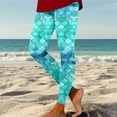 thumbnail image 2 of XIAONU Women's Scale Print Leggings Slim Fit Full Length Tights Vibrant Playful Casual Bottoms Sky Blue, 2 of 5