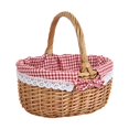 thumbnail image 3 of Colaxi Panier de Pique-Nique en Osier Panier de Rangement Panier à Fleurs Tissé à la Main Panier-Cadeau avec Poignée pour Maison Jardin Randonnée Chambre Ferme L Rouge Blanc, 3 of 8