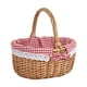 thumbnail image 2 of Cesta de picnic de mimbre con asa, cesta tejida a mano para envolver regalos, cesta de almacenamiento L rojo blanco, 2 of 9