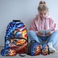 thumbnail image 2 of Yspwyqan Kids Flame Baseball Backpack Set for Elementary, USA Flag Backpack and Lunchbox with Padded Straps, Large Capacity Daypack for Boys Back to School Supplies, 2 of 7