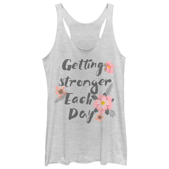 Women's CHIN UP Getting Stronger Each Day  Racerback Tank Top White Heather Small