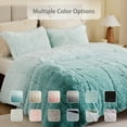 thumbnail image 7 of Intelligent Design Twin/Twin XL Shaggy Faux Comforter Set, Long Fur Wave Spring Comforter Bedding Set, 2-Piece Striped Ombre Design Warm Bed Set, Aqua, 7 of 7
