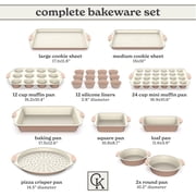 Country Kitchen Bakeware Set, 22-Piece Nonstick Stackable Baking Sheets with Silicone Handles, Taupe