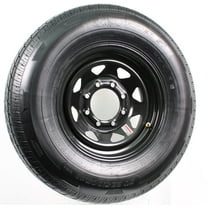 eCustomrim Radial Trailer Tire On Black Rim ST235/80R16 Load E 8 Lug On 6.5 Spoke Wheel