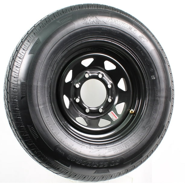 2Pack Radial Trailer Tire w/Black Rim ST235/80R16 LRE 8 Lug On 6.5