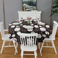 thumbnail image 2 of Black Baseballs and Hearts Pattern Round Tablecloth 60"x60",Wrinkle Wipeable Table Cloth for Kitchen Dining Room Picnic Patio Party, 2 of 6