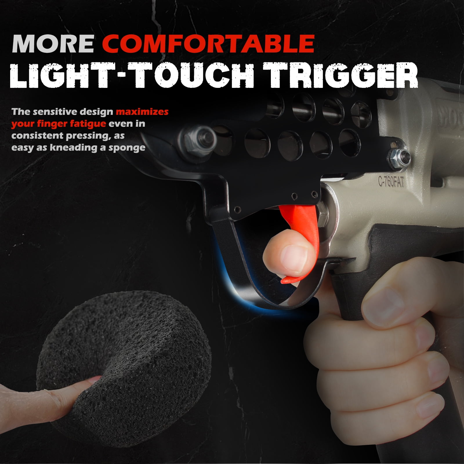 16-Gauge Woodpecker C-760FA Pneumatic Hog ring Staple Gun, 3.0mm Closure Diameter, 1/2" Crown