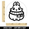 thumbnail image 2 of Plump Bunny Wearing Winter Scarf Self-Inking Rubber Stamp Ink Stamper - Blue Ink - Small 3/4 Inch, 2 of 7