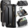 thumbnail image 2 of Crossbody for iPhone 17 Pro Max Case Wallet【RFID Blocking】with 10-Card Holder Zipper Bills Slot, Soft PU Leather Magnetic Shoulder Wrist Strap for iPhone 17 Pro Max Wallet Case Women, 2 of 10