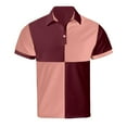 thumbnail image 4 of RMGVDSD Men's Polo Shirts Men Color Blocked Casual Loose Comfortable Trendy Business Shirt Button Lapel Short Sleeve Polo Shirt Soft Stretchy Polo Shirts, 4 of 5