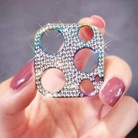 for iPhone 13 Pro Max Bling Lens Protector, Camera Cover 3D Glitter Crystal Diamond Rhinestone Shining Dots Metal Protective Decoration Sticker Camera Lens Protector Film Colorful(2 Pack)