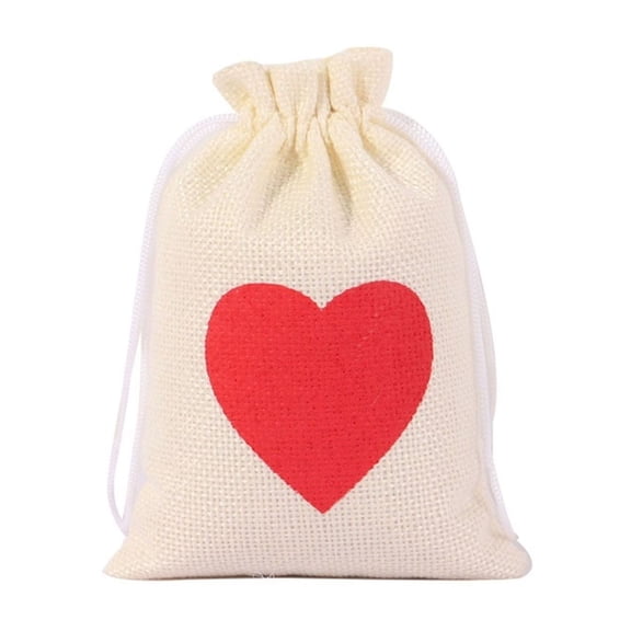 Print Burlap Bags, Natural Linen Jute Sacks, 1PC, for Wedding Valentine Small Present Packaging