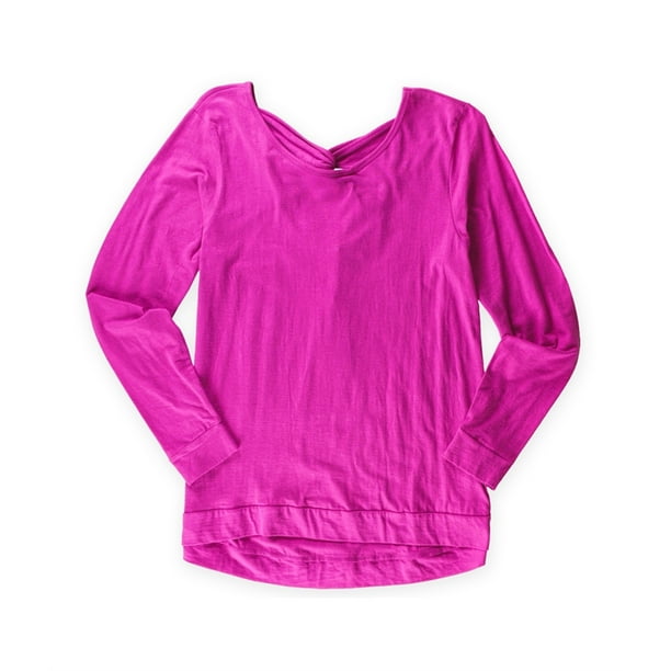 Three Hearts Camiseta básica anudada en la espalda para mujer, Púrpura, Mediana Three Hearts Camiseta básica