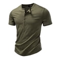 thumbnail image 4 of COSFO Henley T Shirts for Man Cotton Green Short Sleeve Summer Classic T-Shirt Pullover Workout Slim Fit Casual Tops, 4 of 9