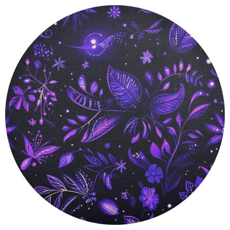 

Mystical Purple Flowers and Animal 15.4in Diameter PVC Plate Mat Heat-Resistant and Cuttable Kitchen Decor
