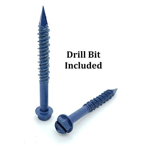 100 Qty 1/4" x 2-1/4" Hex Head Diamond Tip Concrete Screws to Anchor Masonry, Block & Brick (BCP500)