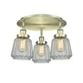 thumbnail image 4 of 916-3C-SG-G142 Innovations Lighting Chatham - 3 Light Flush Mount In Art Deco Style-8 Inches Tall and 18.25 Inches Wide-Satin Gold Finish-Clear Glass, 4 of 5