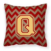 Carolines Treasures CJ1048-QPW1414 Letter Q Chevron Garnet & Gold Fabric Decorative Pillow