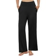 thumbnail image 3 of Asklazy Womens Wide Leg Pants Comfy Lounge Pajamas Loose Fit High Waisted Sweatpants Yoga with Pockets,US Size,2XL,Black, 3 of 13