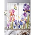 thumbnail image 3 of Watercolor Purple Floral, Sheer Curtains 108 Inch Length 2 Panels Set for Living Room/Bedroom, Flower Leaves Hearb White Curtain Sheers Drapes Rod Pocket Curtains Window Treatment Set 52''x108''x2, 3 of 7