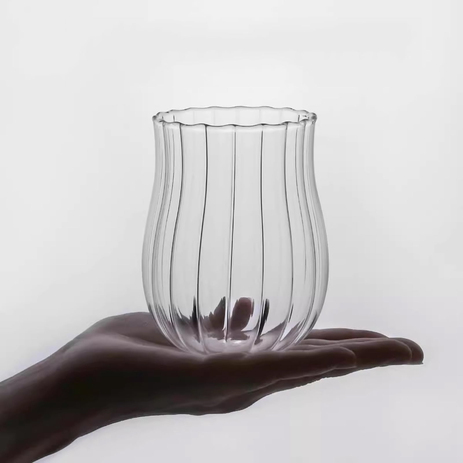 Cute Wine Glasses for Iced Coffee Juice 12oz Tulip Shape Vintage Drinking Glassware  for Iced Coffee Juice Beverage Milk B
