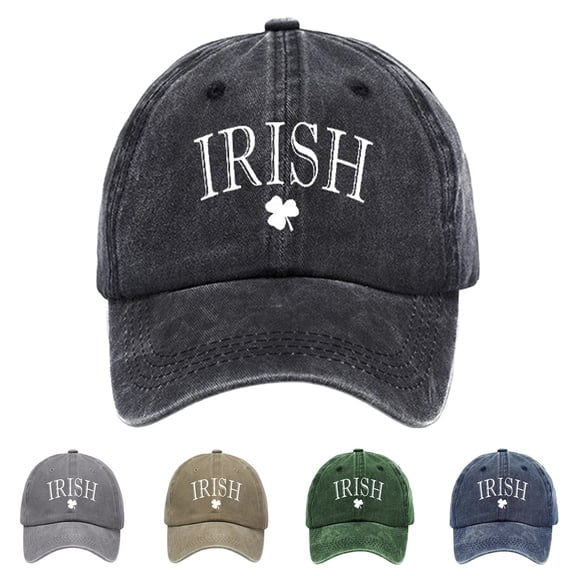 Helii Washed Cotton St. Pat Print Old Vintage Daddy Baseball Cap for Men Women, Adjustable Soft Cotton Hat with Festive Embroidery for St. Patrick's Day, Casual Outdoor & Holiday Wear