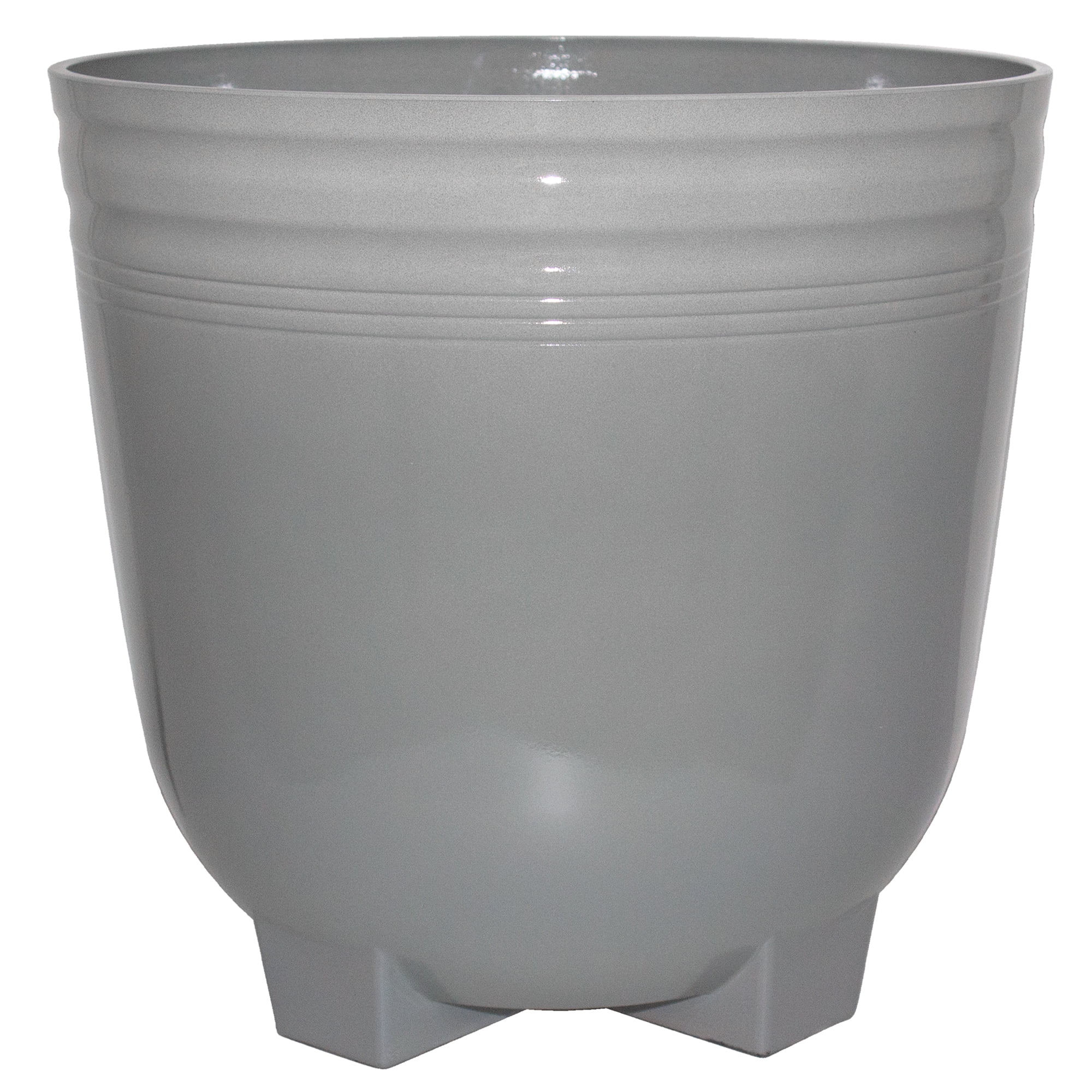Mainstays 14in Footed Gray Plastic Planter