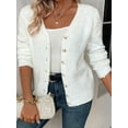 thumbnail image 2 of Sweaters for Women Fall Winter V Neck Button Down Cute Sweater Jacket Knit Tops White S, 2 of 8