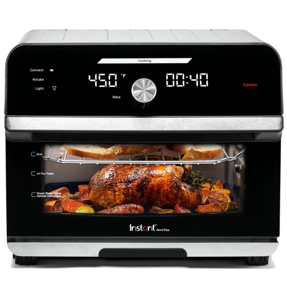 Instant Omni Plus 19QT/18L Toaster Oven Air Fryer, 10-in-1 Functions, Fits 12 Pizza, Crisp, Broil, Bake, Roast, Toast, Warm, Convection, 100+ In-App Recipes, from the Makers of Instant Pot, Black
