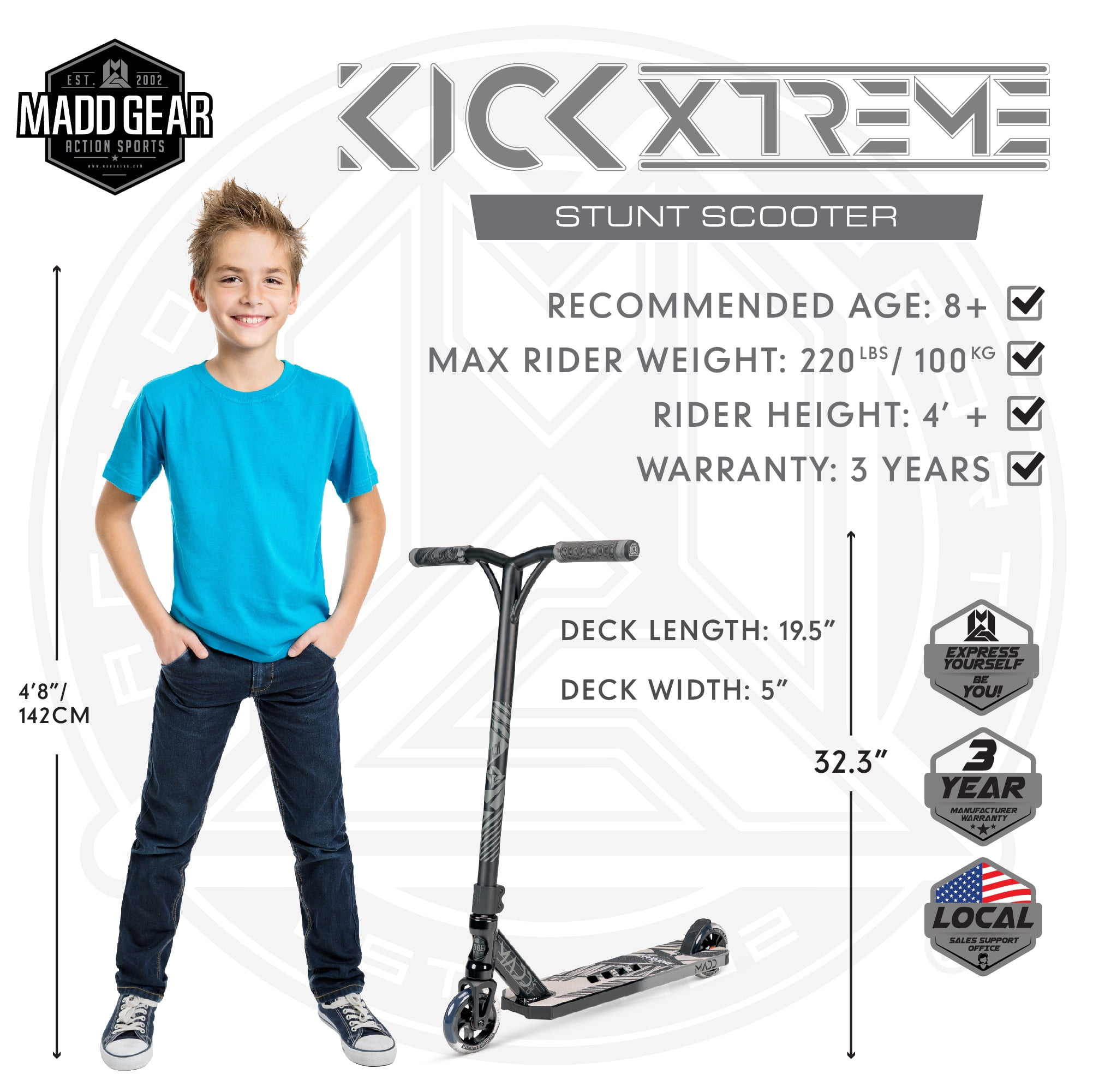 Madd Gear Kick Extreme Pro Stunt Scooter for Ages 8 + Strong Aluminum 5\