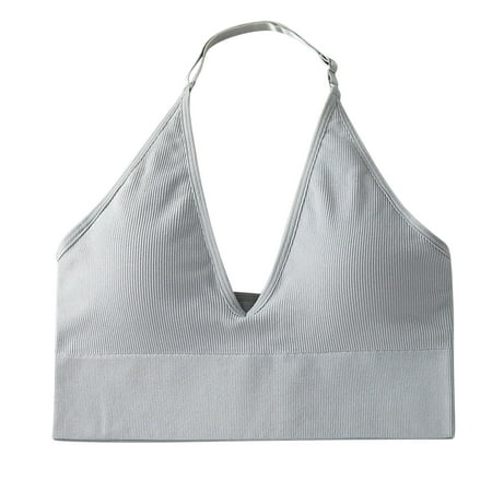 Multi-color Large Women s Halterneck Sports Bra Bras for Women Pack Backless Deep V Neck Large Sports Bras for Women Sports Bustier Padded Strapless Bra for Women Gym Pus