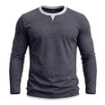 thumbnail image 5 of Mens Shirt, Men's Long Sleeve Shirts T-Shirts Casual Pullover Shirt Soft Stretch Basic Tees Fall Tops Navy M, 5 of 8