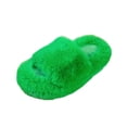 thumbnail image 2 of uublik House Fuzzy Slippers Women Open Toe Memory Foam House Shoes Indoor Outdoor Non Slip House Slides, Green, 2 of 6