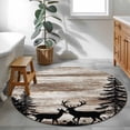 thumbnail image 3 of Deer Silhouettes Round Area Rug 4Ft Washable Circle Rugs for Bedroom Dining Room, Trees Wooden Retro Art Farmhouse Non-Slip Carpet Floor Mats Indoor Outdoor Carpet Runner Aesthetic Home Decor, 3 of 8