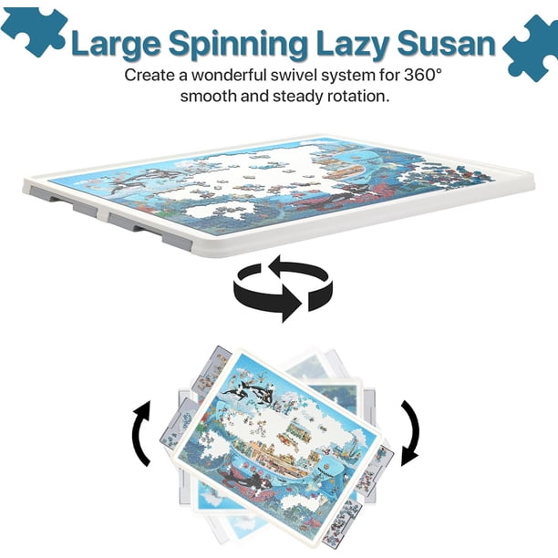 Becko US Table De Puzzle 2 En 1 Inclinable Et Rotative Avec 4 Tiroirs