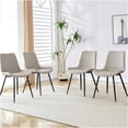 thumbnail image 6 of Light Gray Faux Leather Dining Chair with Black Metal Legs, Ergonomic Curved Backrest and Wide Seat Cushion for Enhanced Comfort, Set of 6 Modern Kitchen and Office Side Chairs, 6 of 9