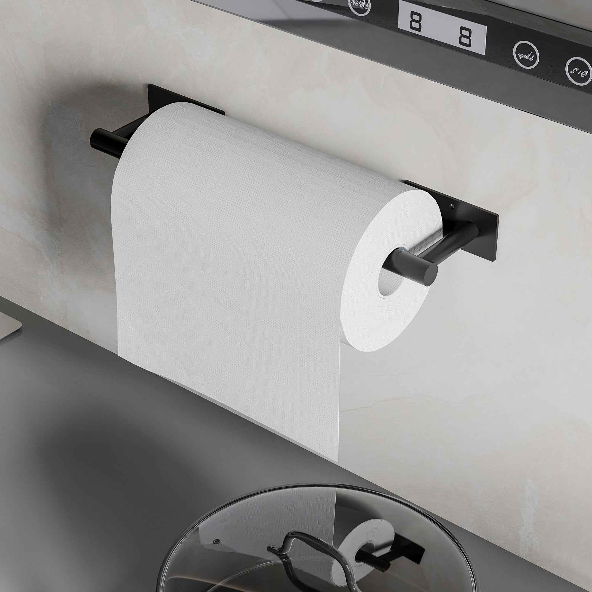 Paper Towel Holder Wall Mount, WeGuard Dual-Use Self Adhesive Paper Towel  Holder Under Cabinet with Screws, 13in (Black)-Paper Towel Rack SUS 304