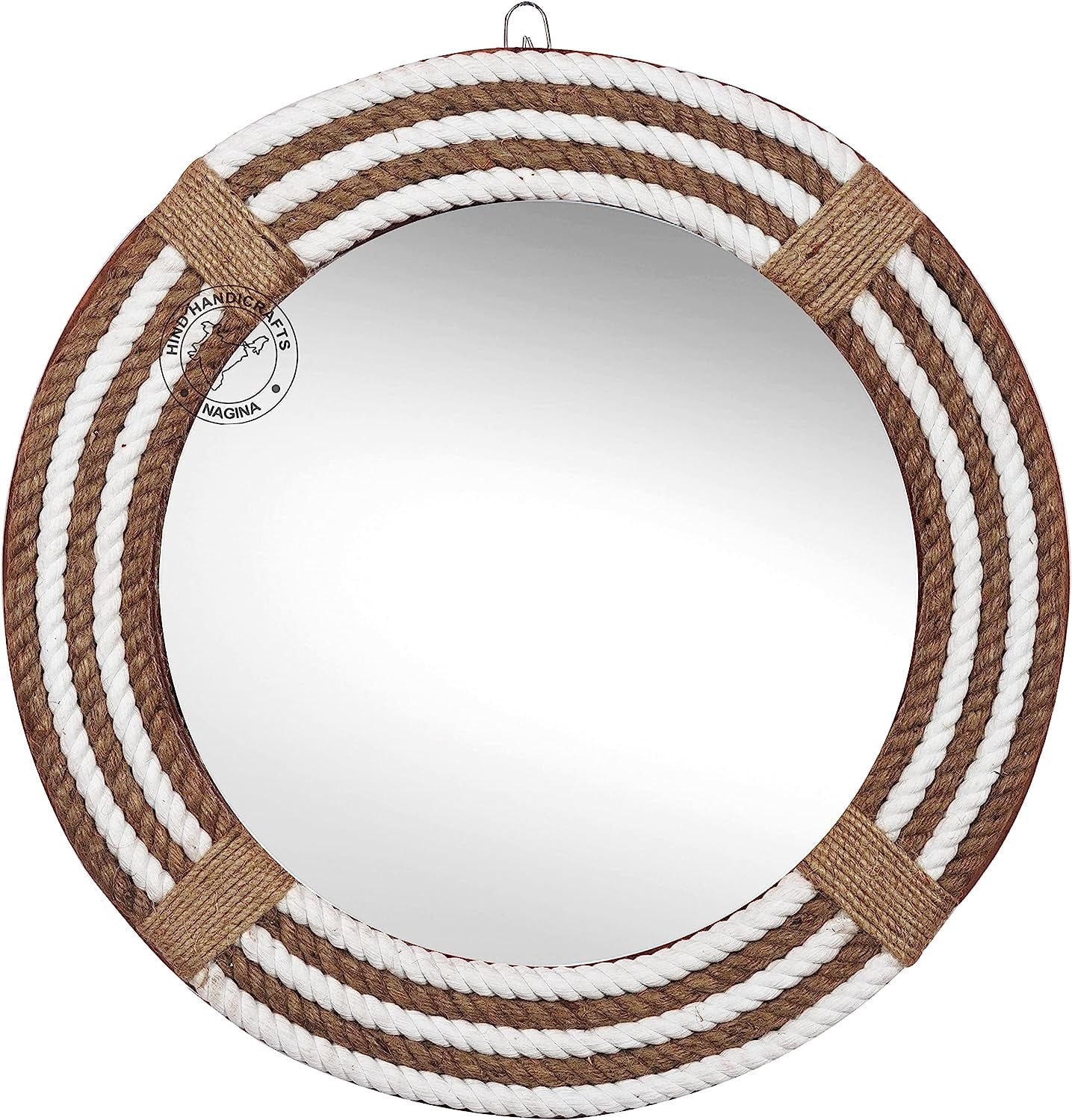 Hind Handicrafts Round Wrapped Rope Wall Mirror - Maritime Accentuated ...