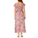 thumbnail image 3 of Vestidos florales INSPIRE CHIC para mujer, vestido midi de playa de verano sin hombros M rosa, 3 of 5