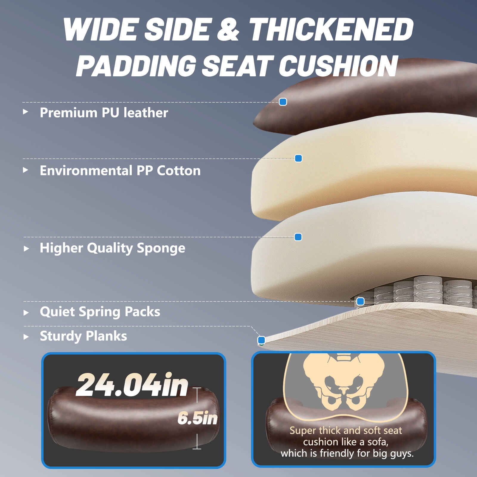 800LBS Big and Tall Office Chair for Big and Tall Individuals, Durable Chair with High Back, Extra Wide Seat and Adjustable Lumbar, Large Computer Desk Chair Comfortable for Home Office