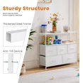 thumbnail image 6 of White Dresser, Modern Simple TV Cabinet with Storage Drawers, Fabric TV Console, Media Gaming Stand for Living Room, Bedroom, 6 of 10