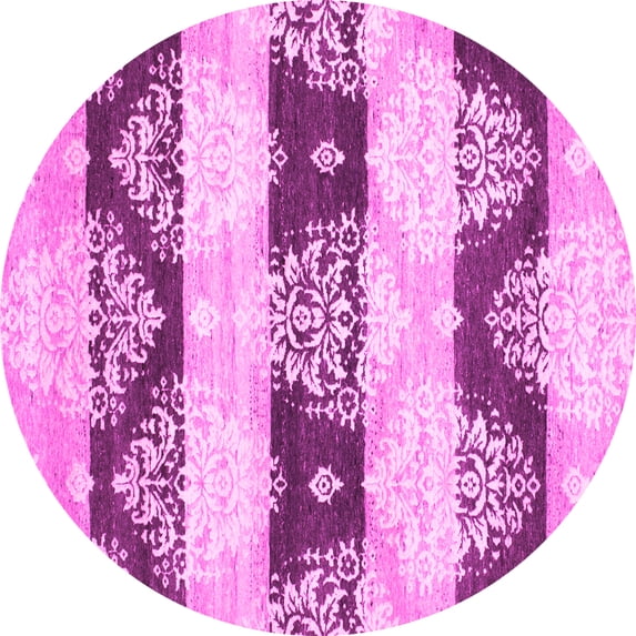 Ahgly Company Indoor Round Abstract Pink Contemporary Area Rugs, 7' Round