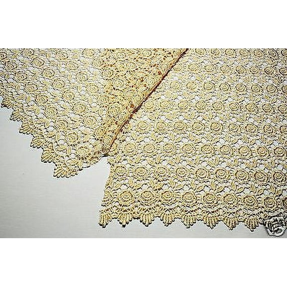 Lily 42"  Rose Venice Lace Fabric All Over Both side Scalloped Edge 9 colors