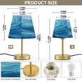 thumbnail image 2 of Tapered Desk Lamp with Antique Brass Base Table Lamps Dimmable LED Bulb Button Switch Night Light Ocean Surface Medium, 2 of 8