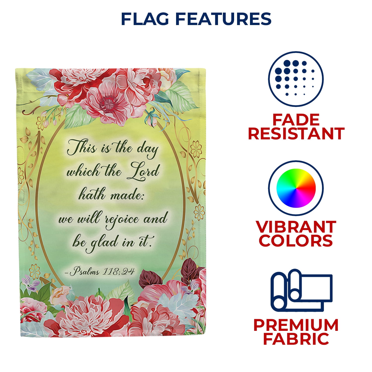 America Forever Bible Verse House Flag - 28 x 40 inch -Psalm 118:24 This is The Day The Lord has Made - Christian Quotes Religious Outdoor Yard Decorative Inspirational Faith Flag