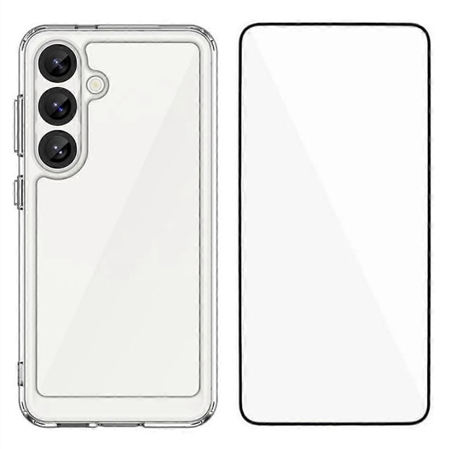 WANLONFENG MF Series for Samsung Galaxy S25 Case TPU Acrylic Clear Phone Cover with Tempered Glass F